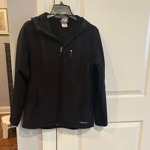 Avalanche Women's Black Ski Softshell Jacket.  Rain Resistant with Hood.